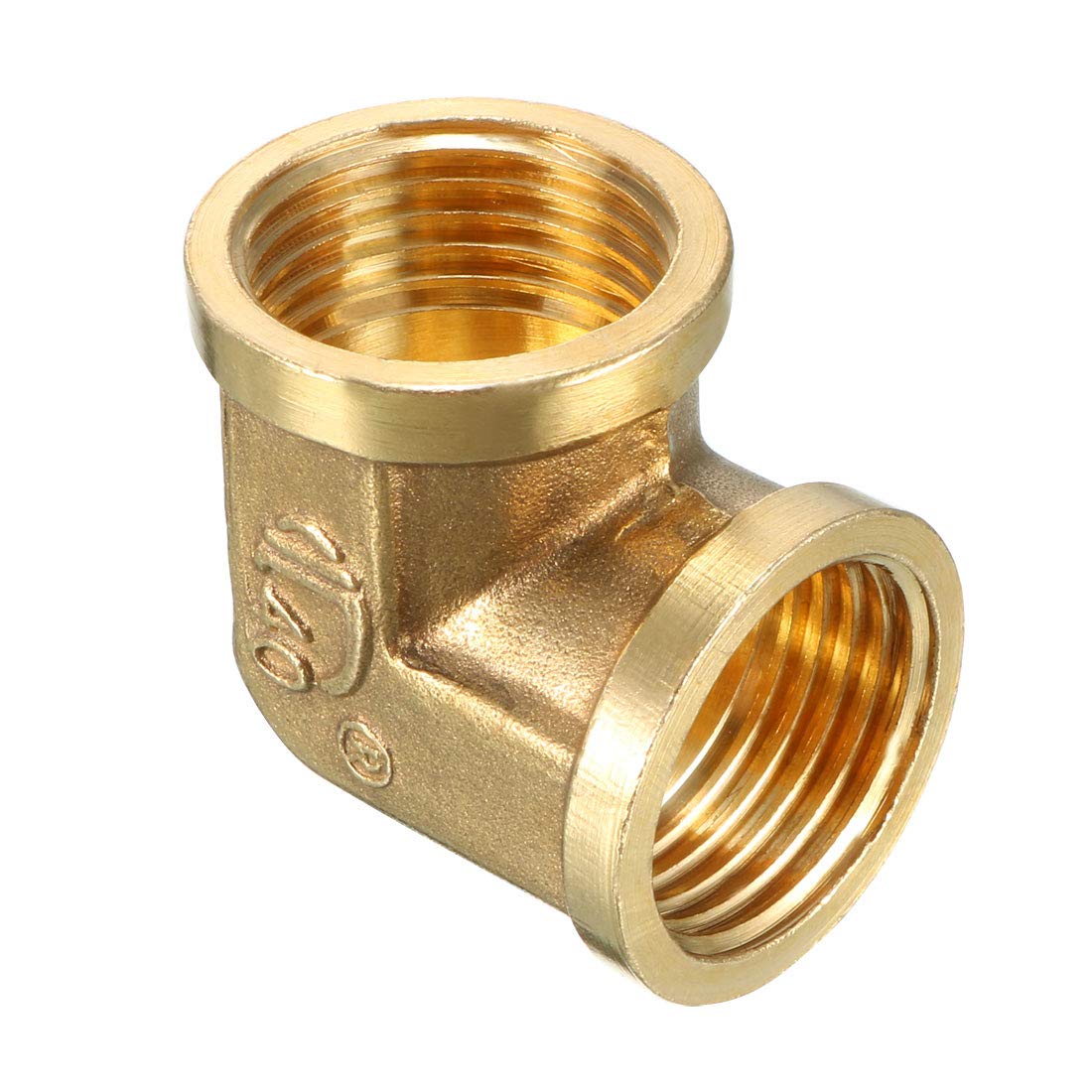 sourcing map Brass Elbow Pipe Fitting 90 Degree 1/2 PT Female x 1/2 PT Female Coupling