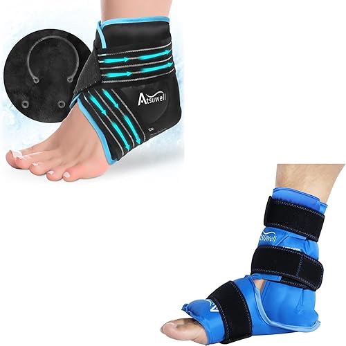 Atsuwell Combo de envoltura de hielo reutilizable para tobillo y pie
