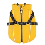 Dog Winter Coat Reflective Water-Resistant Jacket, Fleece Lined Windproof Puppy Coat with Back Zipper & D-Ring, Cold Weather Dog Coats for Small Medium Large Dogs (M, Orange)