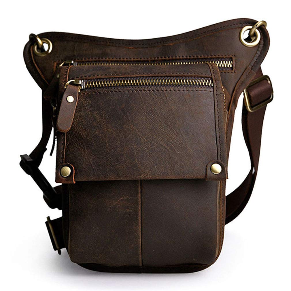 Borsa A Tracolla In Pelle Per Uomo Donna Motocicletta Equitazione Ciclismo Vita multiuso Vita Alta Marsupio Escursionismo Sport Borsa Da Campeggio Marrone Scuro