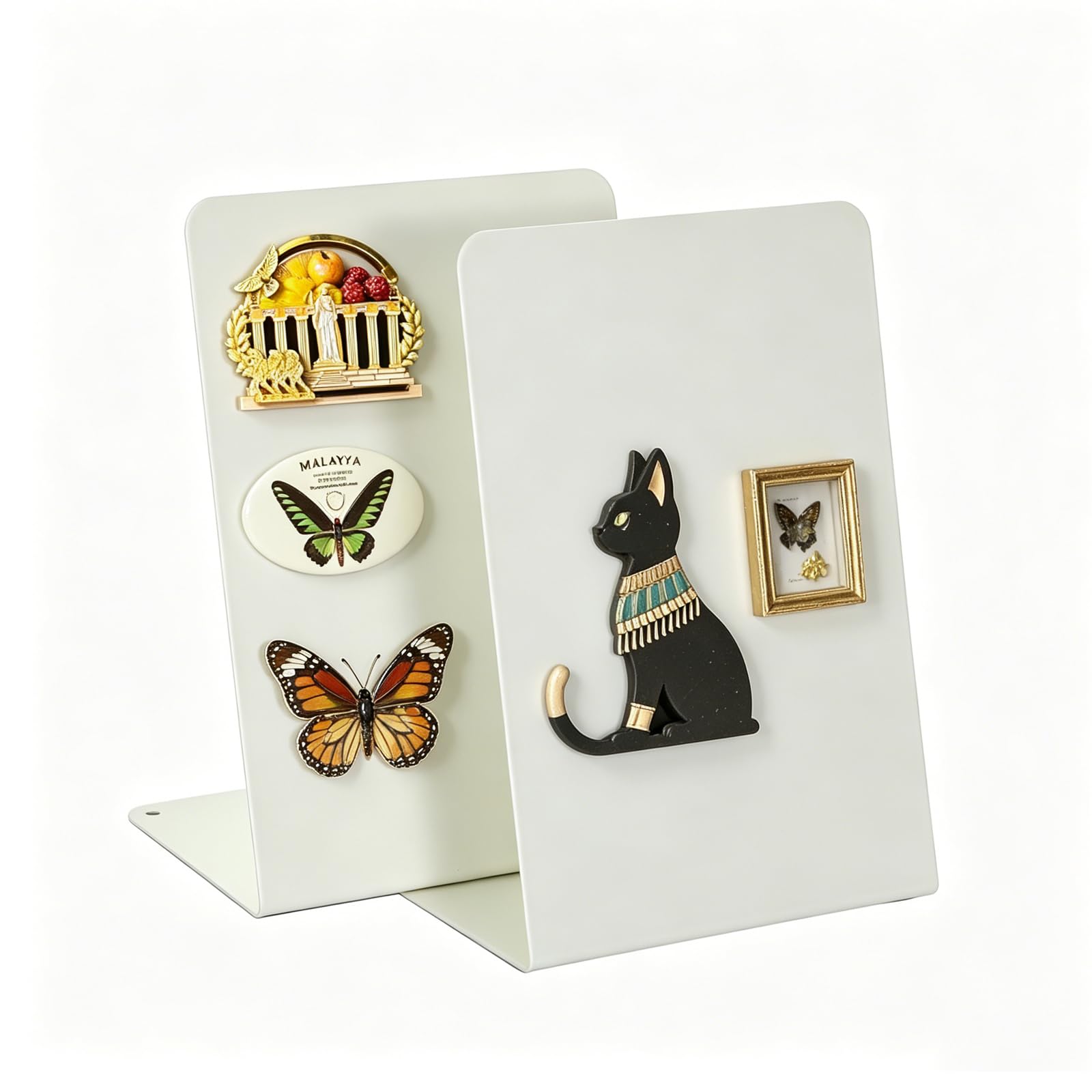 2 Pack Magnet Board,Magnetic Bulletin Board for Tabletops, Metal Magnetic Bulletin Board,Magnet Display Stand for Tabletops Home,School, Kitchen,Office (White, S (Pack of 2))