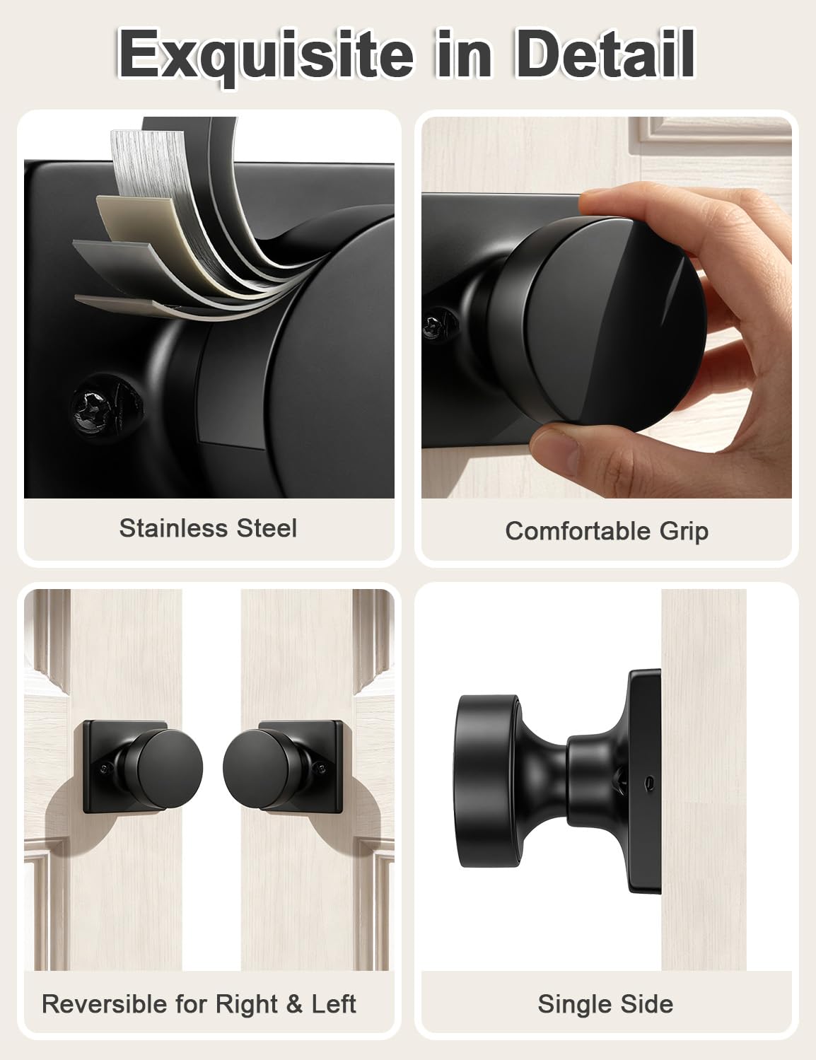 Matte Black Dummy Door Knobs - 2 Pack -5