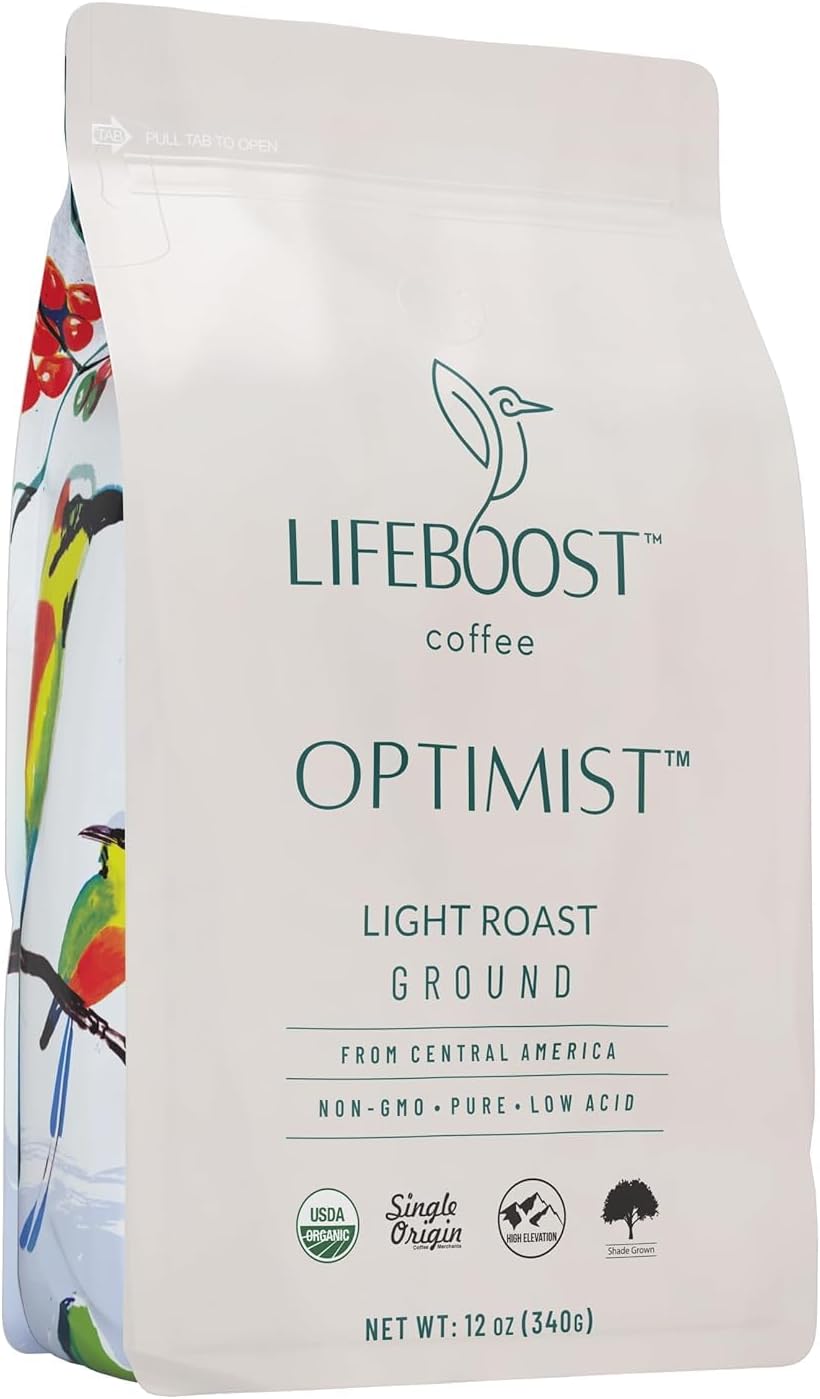 - Lifeboost Light Roast Ground Coffee - Non-GMO Single Origin Low Acid Organic Light Roast Coffee - Third Party Tested For Mycotoxins & Pesticides - Ground - 12 Ounces