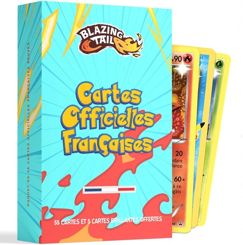 Blazing Tail Lot de 60 Cartes Françaises Neuves et Officielles - Comprend 5 Cartes Brillantes - sans