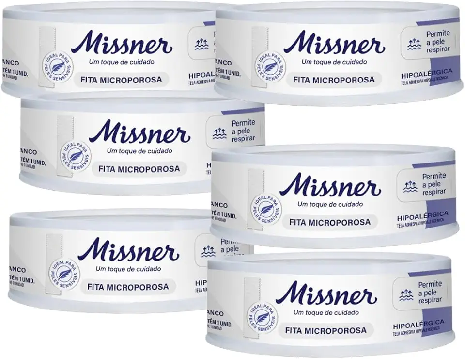 Fita Microporosa Branca 1,2cm x 4,5m Kit com 6 Unidades Respirável Alta Fixação