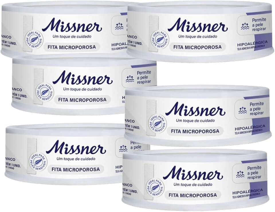 Fita Microporosa Branca 1,2cm x 4,5m Kit com 6 Unidades Respirável Alta Fixação