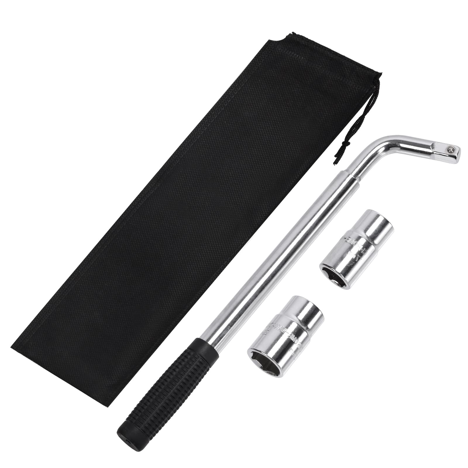 Keadic 3Pcs Universal Telescoping Lug Wrench Tire Repair Tools Set Contains 4 Way Wheel Brace Nut Remover with 17/19mm and 21/23mm Double-ended Sockets for Caravan Car Van Truck, Fit SAE & MM