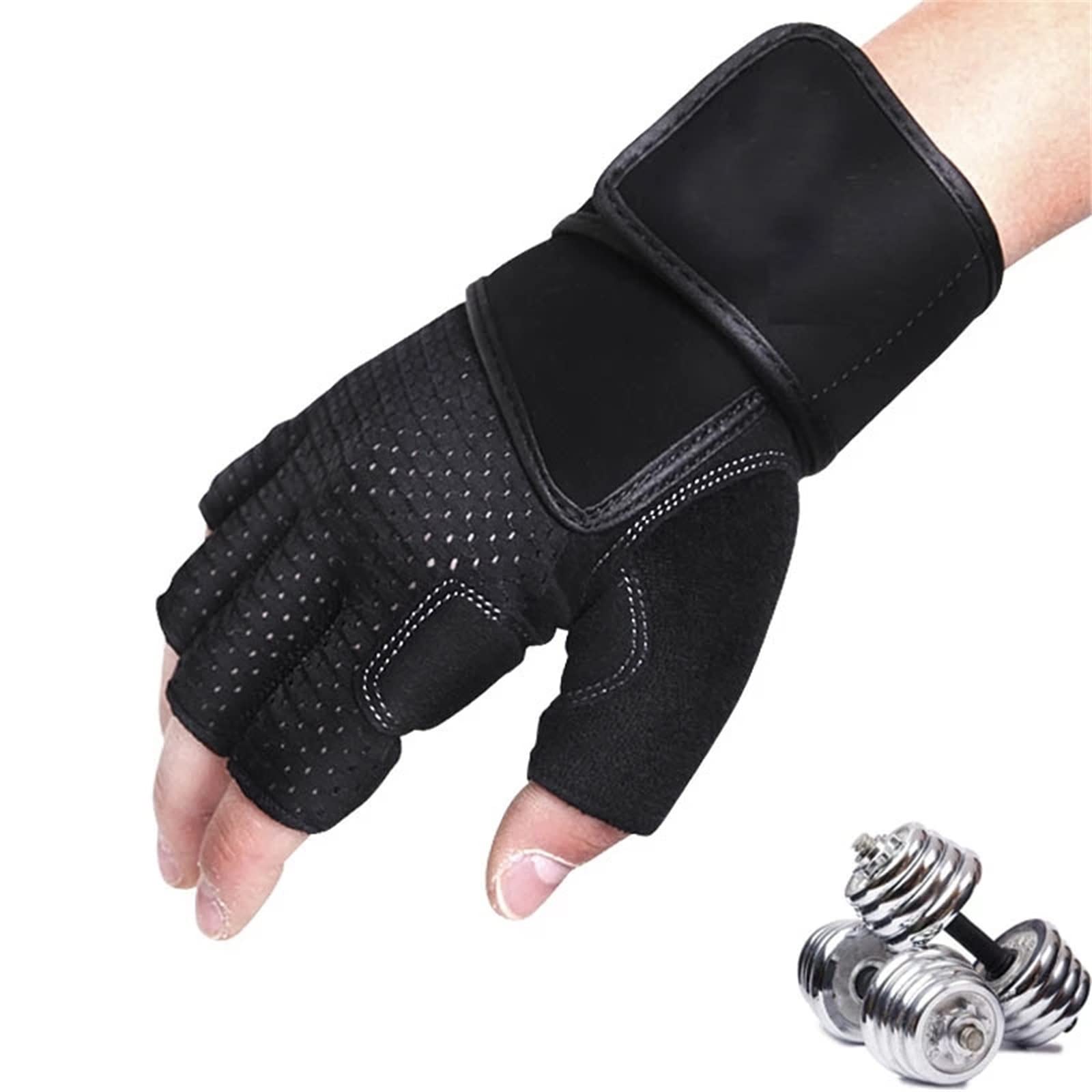Guanti Antiscivolo per la Palestra Guanti Senza Dita, Guanti da Fitness, Guanti a Mezze Dita(M)