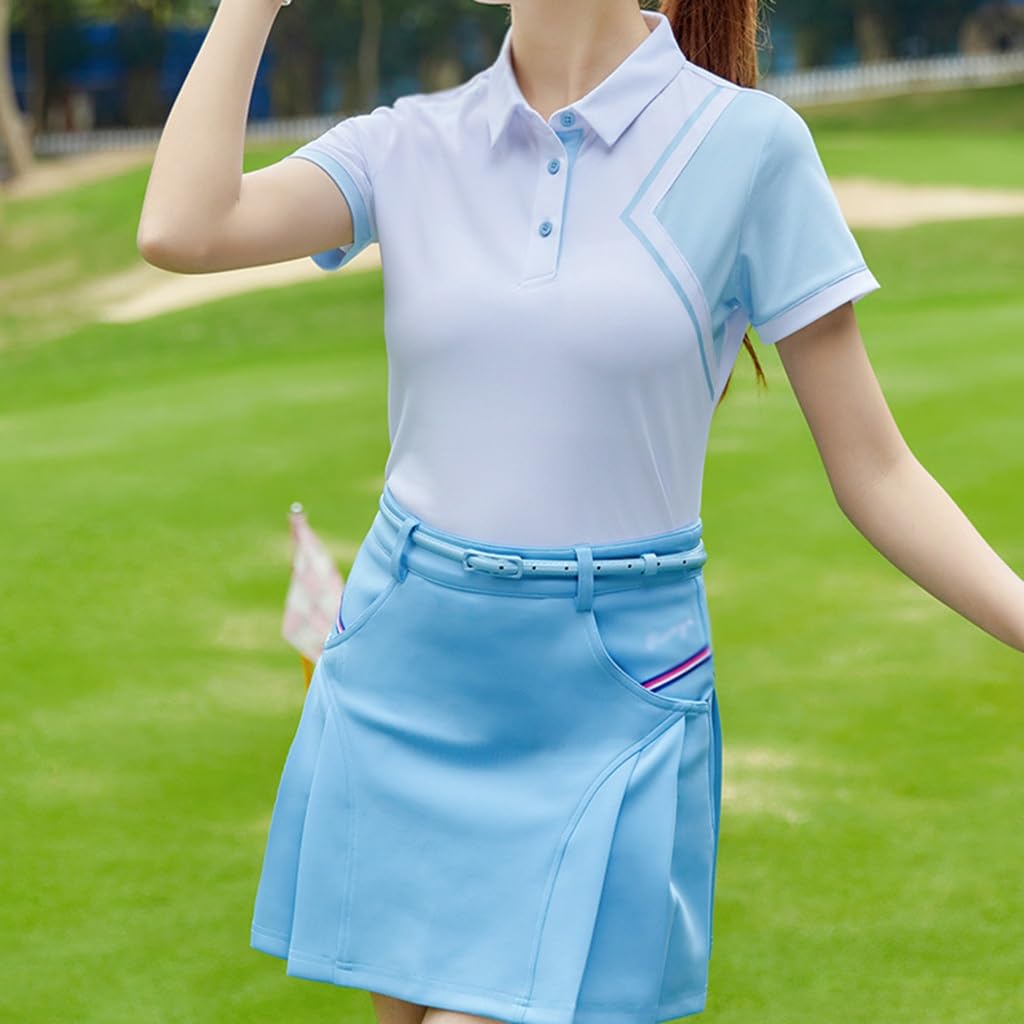 Polos Golf Mujer 3-Botón de Manga Corta de Secado Rápido Golf Tenis Camisetas Tops Casuales con Cuello