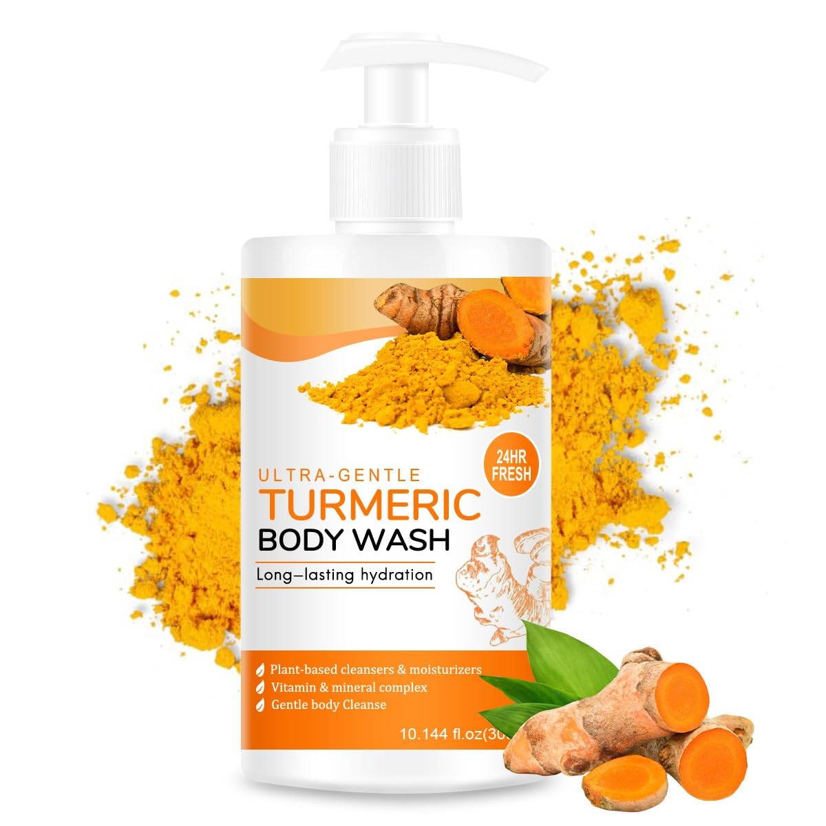 Turmeric Body Wash - Turmeric Moisturized Body Cleanser with Vitamin C Natural Bath Liquid for Glow Radiance Skin