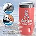 Flairy Land Autism Awareness Day Tumbler 20oz Coral -Autism Touches Us All - Acceptance Autistic Child Fighter Mom Speech Therapist Superpower Kid