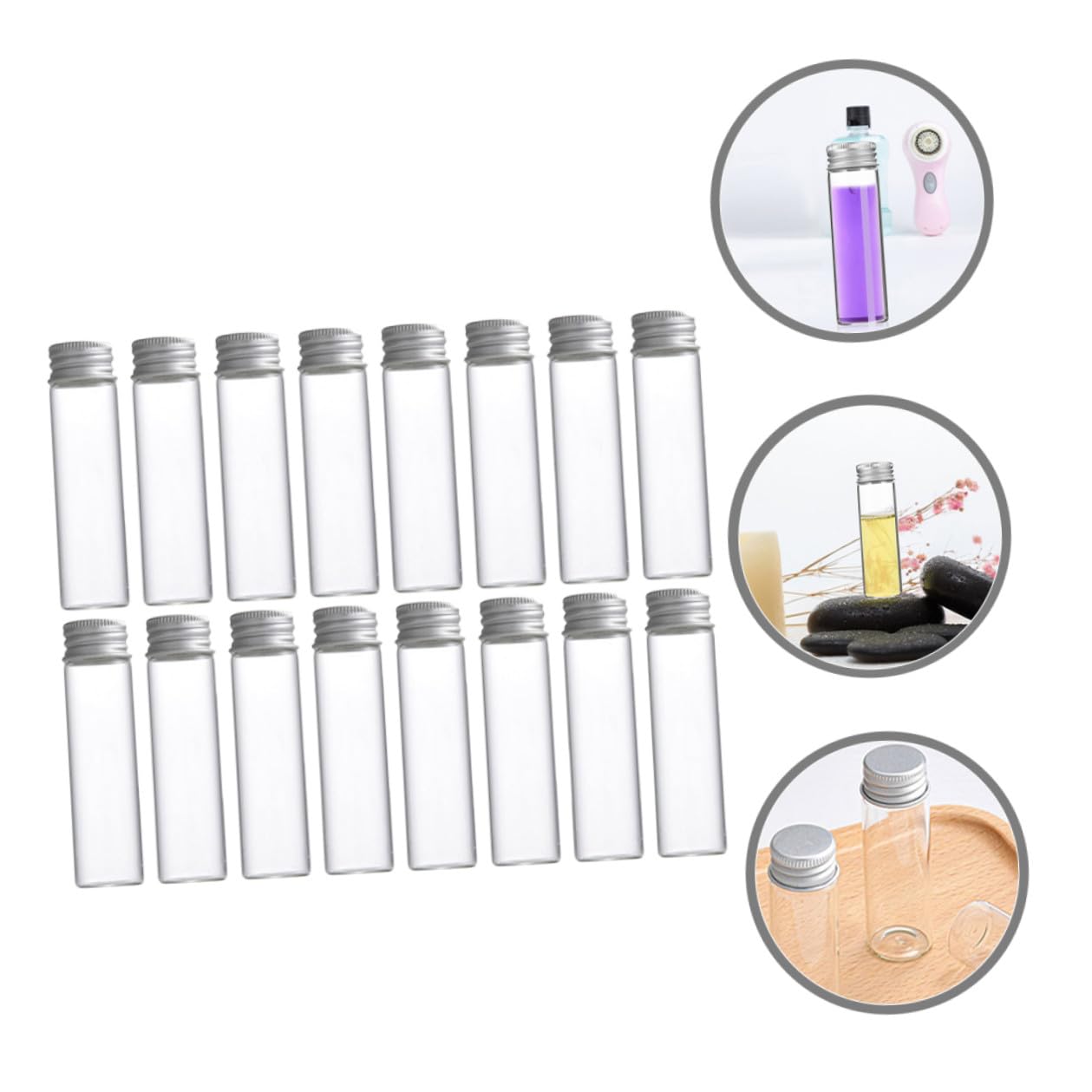 Glasfläschchen Transparente Kleine Fläschchen 30 Stück Einfache Beobachtung und Hohe Dichtigkeit mit Aluminium Schraubverschluss 50ml für Laborproben und Selbstgemacht Projekte