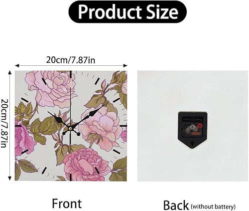 Miniatura 2 de Pink Roses Flower Bloom Battery Operated Clock Clocks for Bedroom Battery Operated Wall Clock Non Ticking Silent Clocks Garage for Kitchen Bathroom