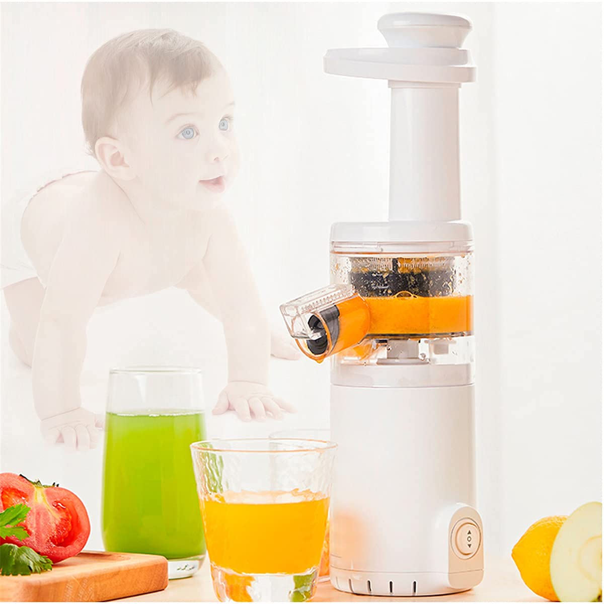 MIIKHI Slow Juicer Masticating Juicer Machine, BPA-Free Chewing Slow Screw Juicer Wireless Mini Slow Juicer Fruit