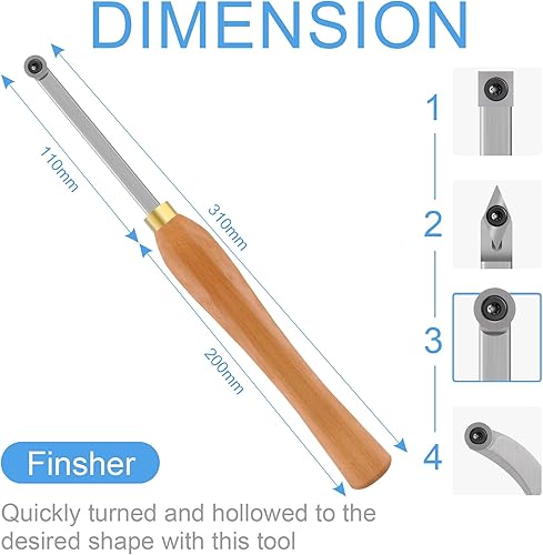 Miniatura 9 de Herramienta de torneado de madera hueco para cuello de cisne, barra de herramientas de cincel de torno con punta de carburo con cortador de