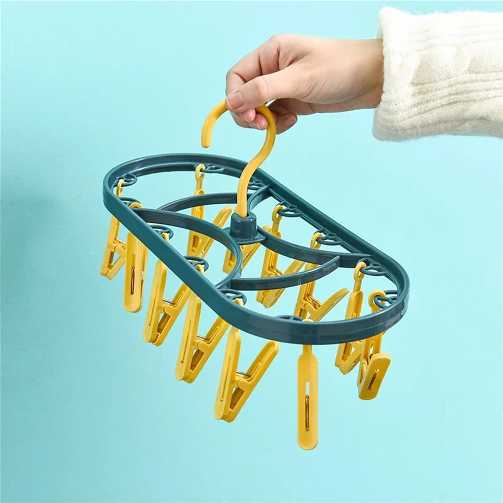 Stendino per Calzini 5 stendibiancheria con 12 clip | Calzini intimi for la casa multifunzionali antivento(Yellow)