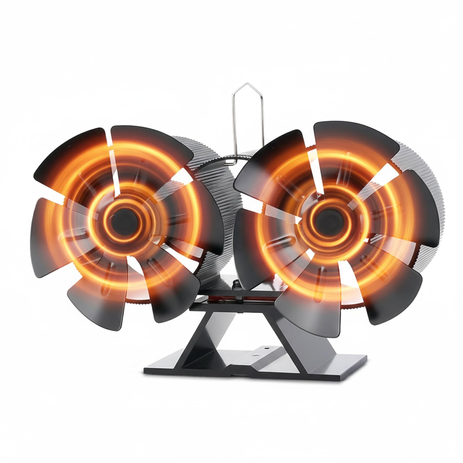 12 PáGinas Ventilador de Chimenea, No Eléctrico Ventilador de Estufa de Leña, Doble Motor Ventilador de Estufa de Lena Silencioso para Estufas de Leña de Leña/Leña/Chimenea/Estufa