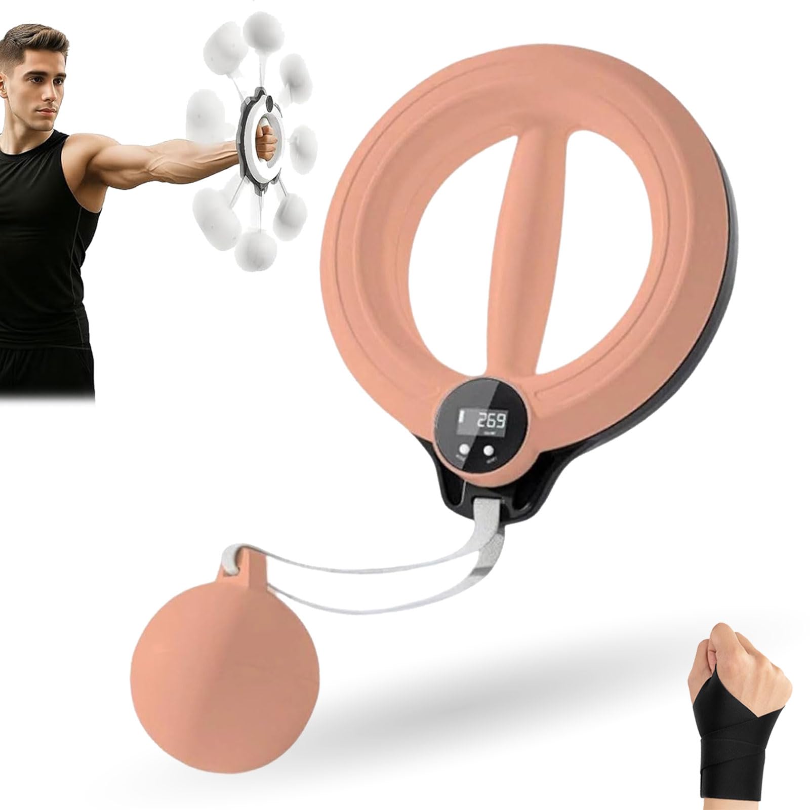 Smart Infinity Arm Hoop with Digital Tracker, 360° Twister Forearm Strengthener for Women, Portable Hand Crank Exerciser for Bingo Wings (Standerd-A)