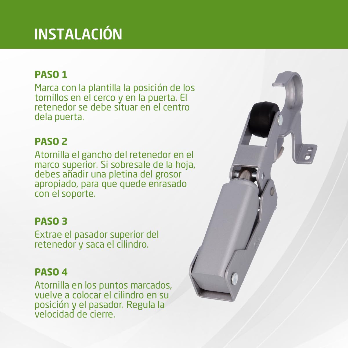 Amig - Retenedor hidráulico para Puerta | Ideal para freno, tope o amortiguador de puertas | Medidas: 108 x 32 mm | Material: Aluminio | Color: Plata