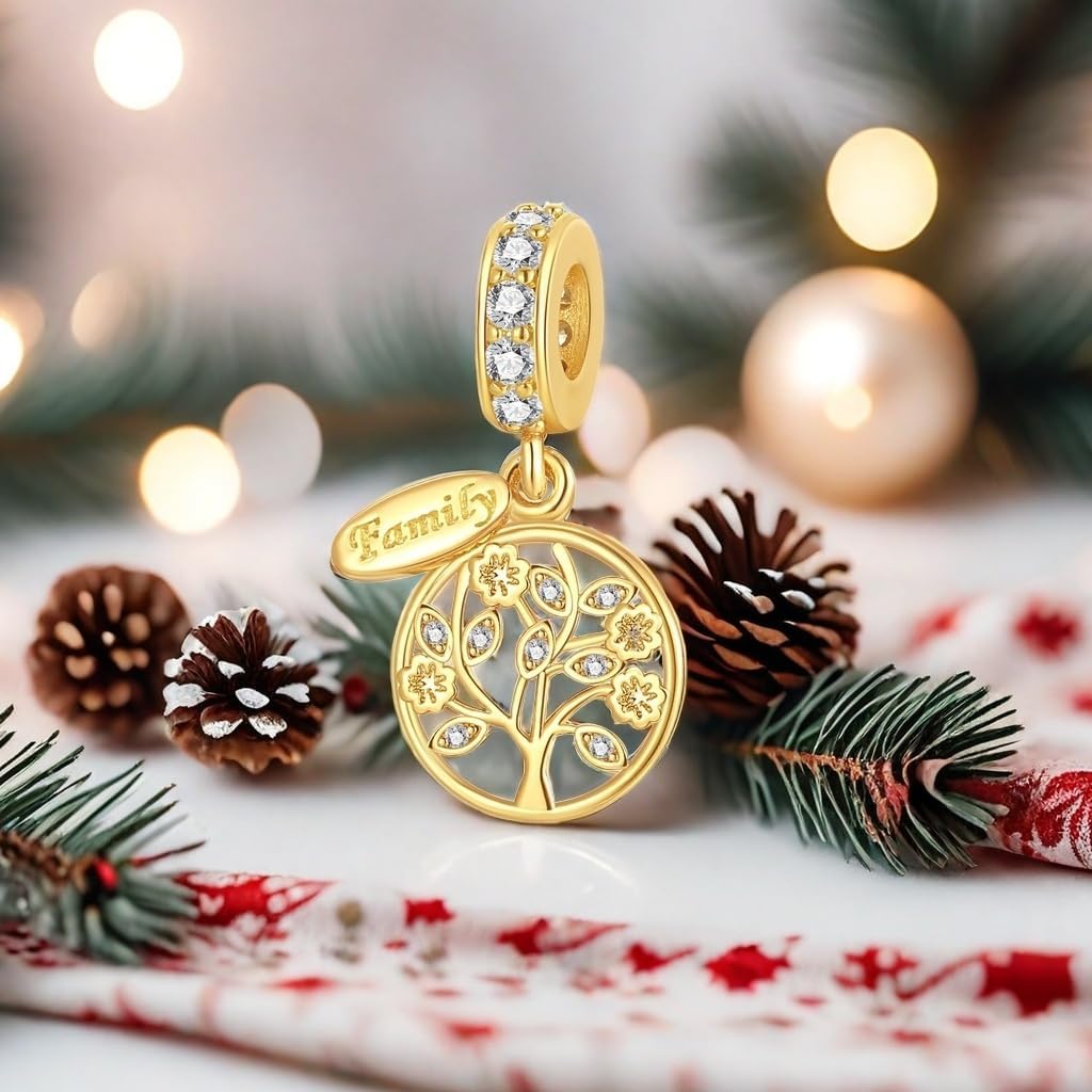 Gold Heart Mom Family Charms Compatible for Bracelets Holiday Pendant Beads Charm Jewellery Present for Women - Image 6