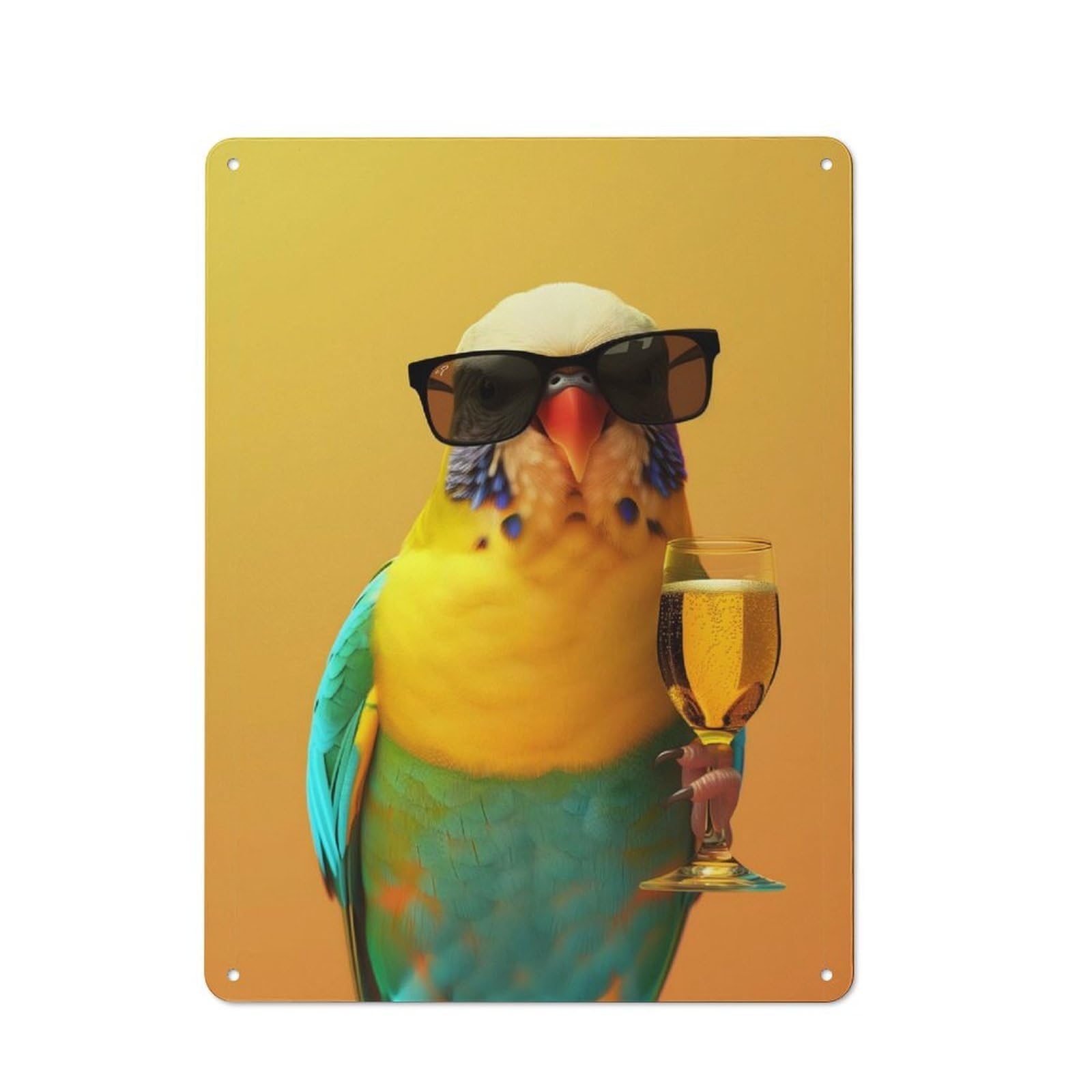 Junmoney Party Parrot Rustic Metal Sign 40X30cm For Hallway Wall, For Collectors Of Rustic Metal Wall Decor