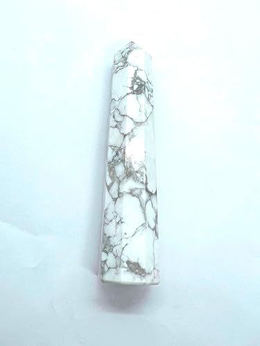 Miniatura 1 de HOWLITE - Torre de obelisco (3.50-4 pulgadas) Piedras preciosas gigantes, faceta gigante, cristal de roca de aura, pulido natural, varita de tierra