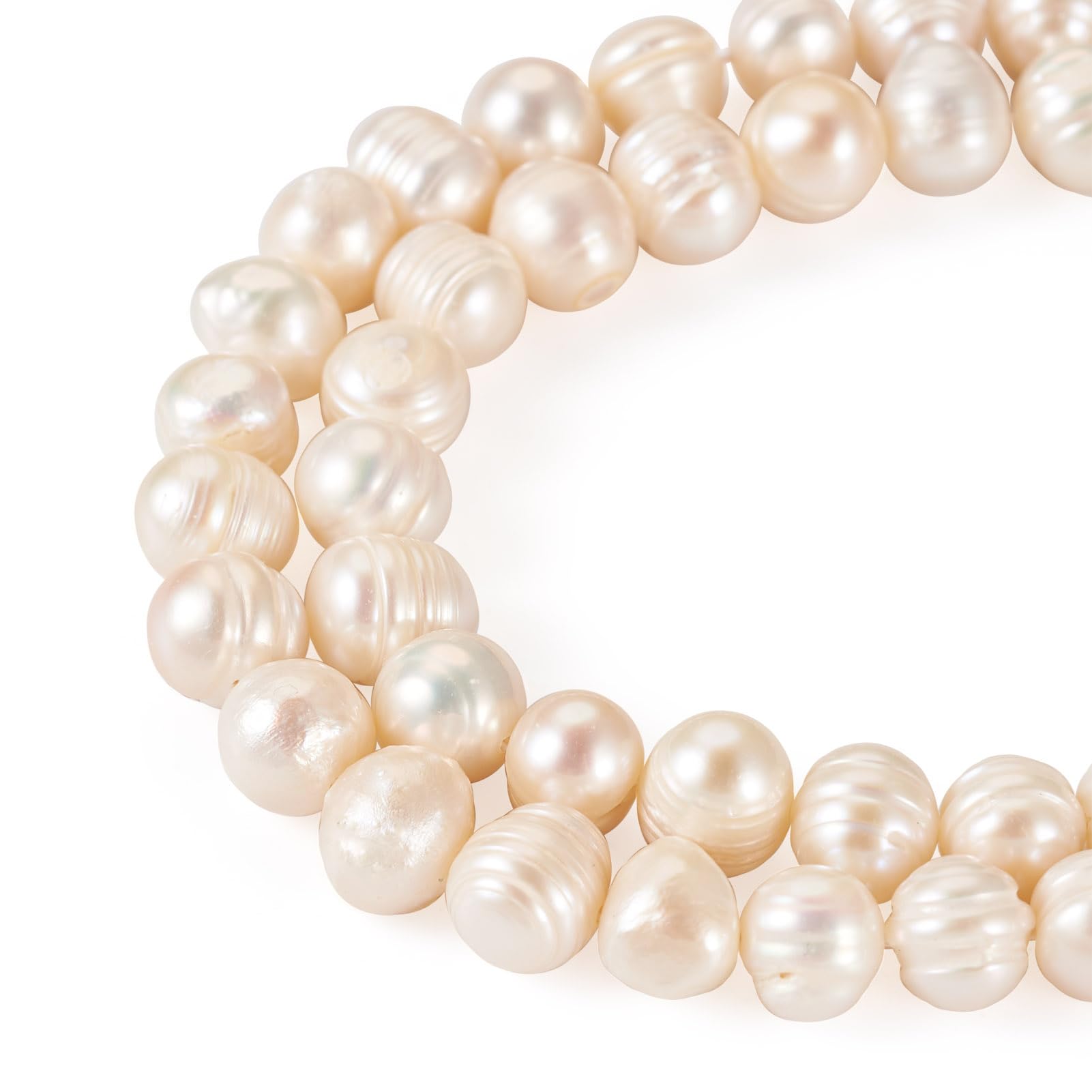 Beadthoven 2 Strands Natural Cultured Freshwater Pearl Beads 6~7x7~8.5mm Potato Shape Seashell Color Pearls for Necklace Bracelet Jewelry Making, Hole: 0.5mm โ image 1