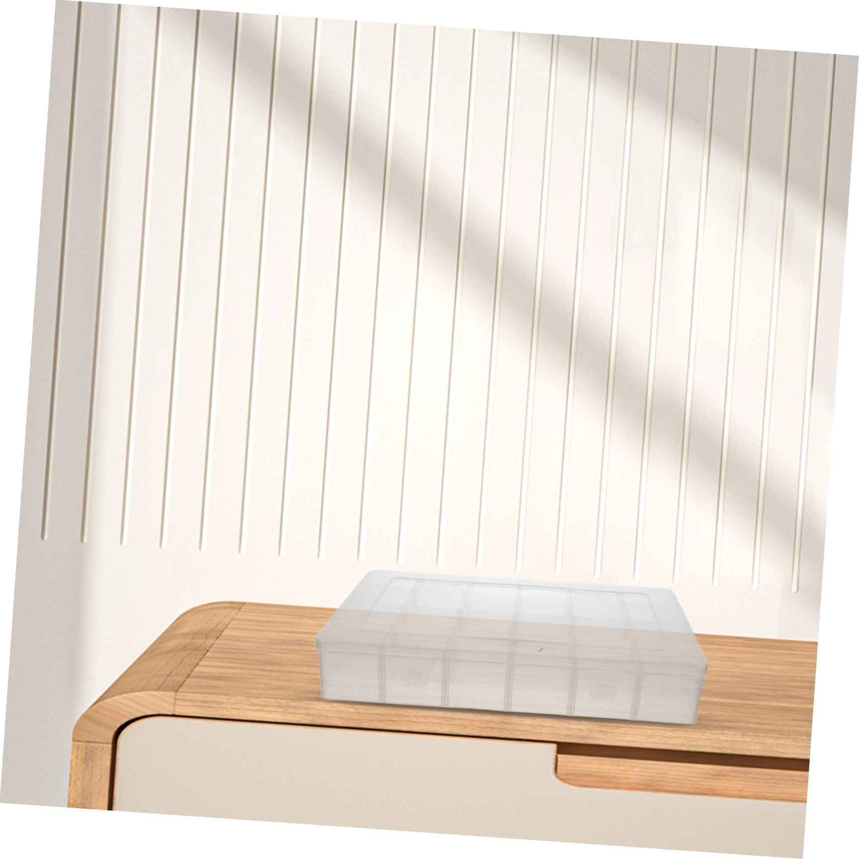 Angoily Scatola Organizer Trasparente Rettangolare 2 Pezzi con Griglie | Divisori Rimovibili, Plastico Resistente alla Deformazione, Formato Salvaspazio per Ufficio e Viaggio