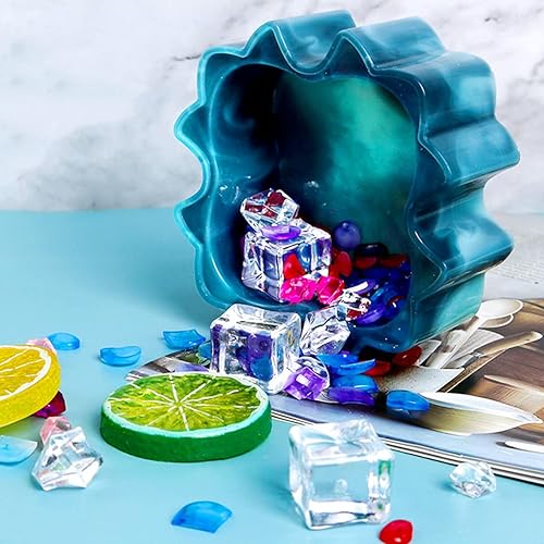 Miniatura 4 de Caja de 2 moldes de resina de silicona para baratijas con tapa, corazones cromados, caja de almacenamiento de joyas, molde de fundición de resina