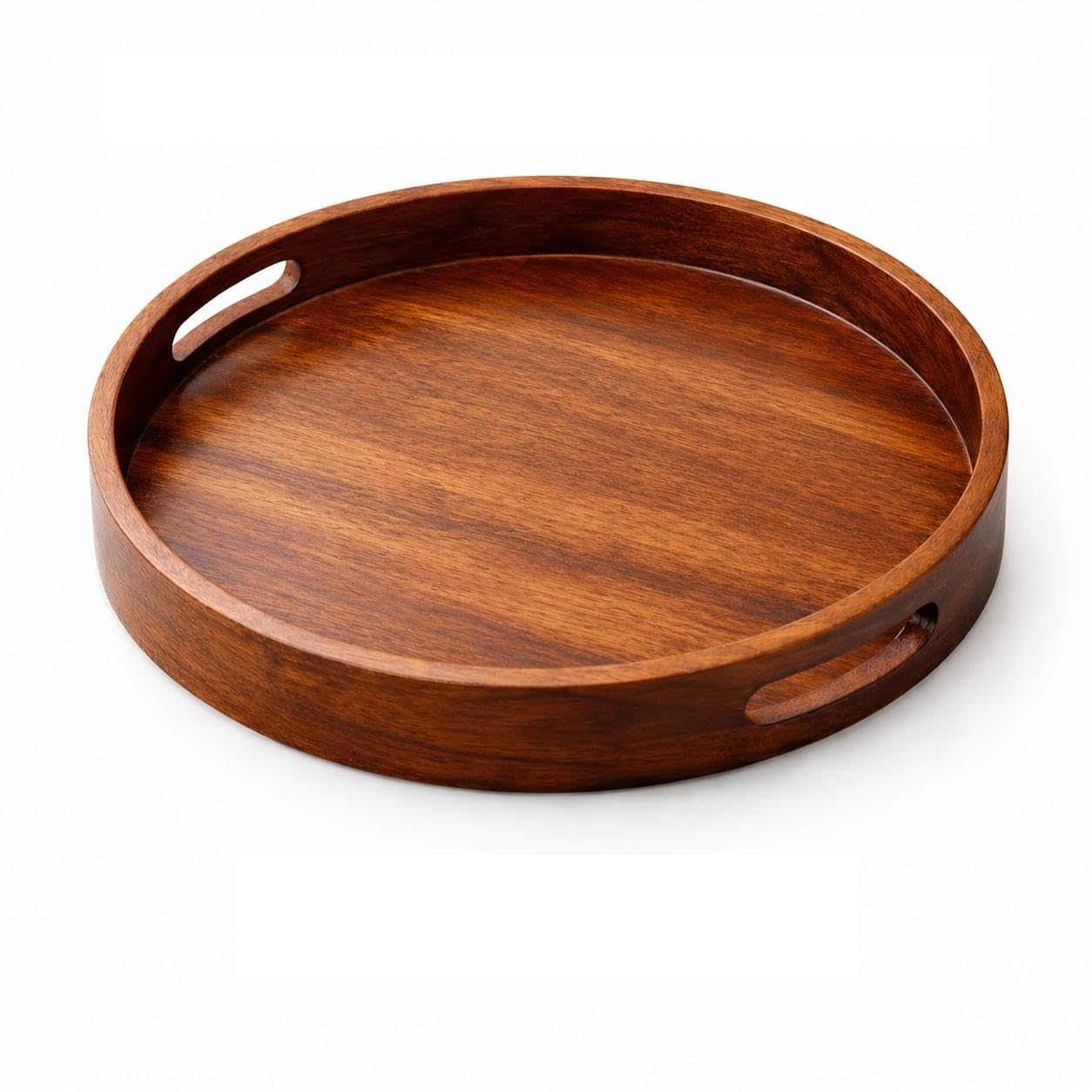 ZS Collection Wooden Serving Tray | 10x10 Inch Round Serving Tray for Home and Kitchen with Handle | Rustic Wooden Serving Trays for Party, Breakfast, Coffee Table, Home Decorative, Food Trays-image-26
