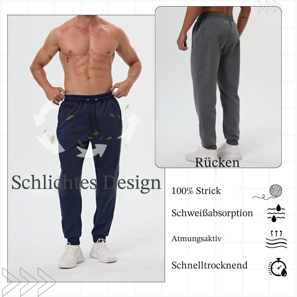 Herren Sweathose mit Reißverschlusstaschen 3er-Pack Trainingshose Jogginghose