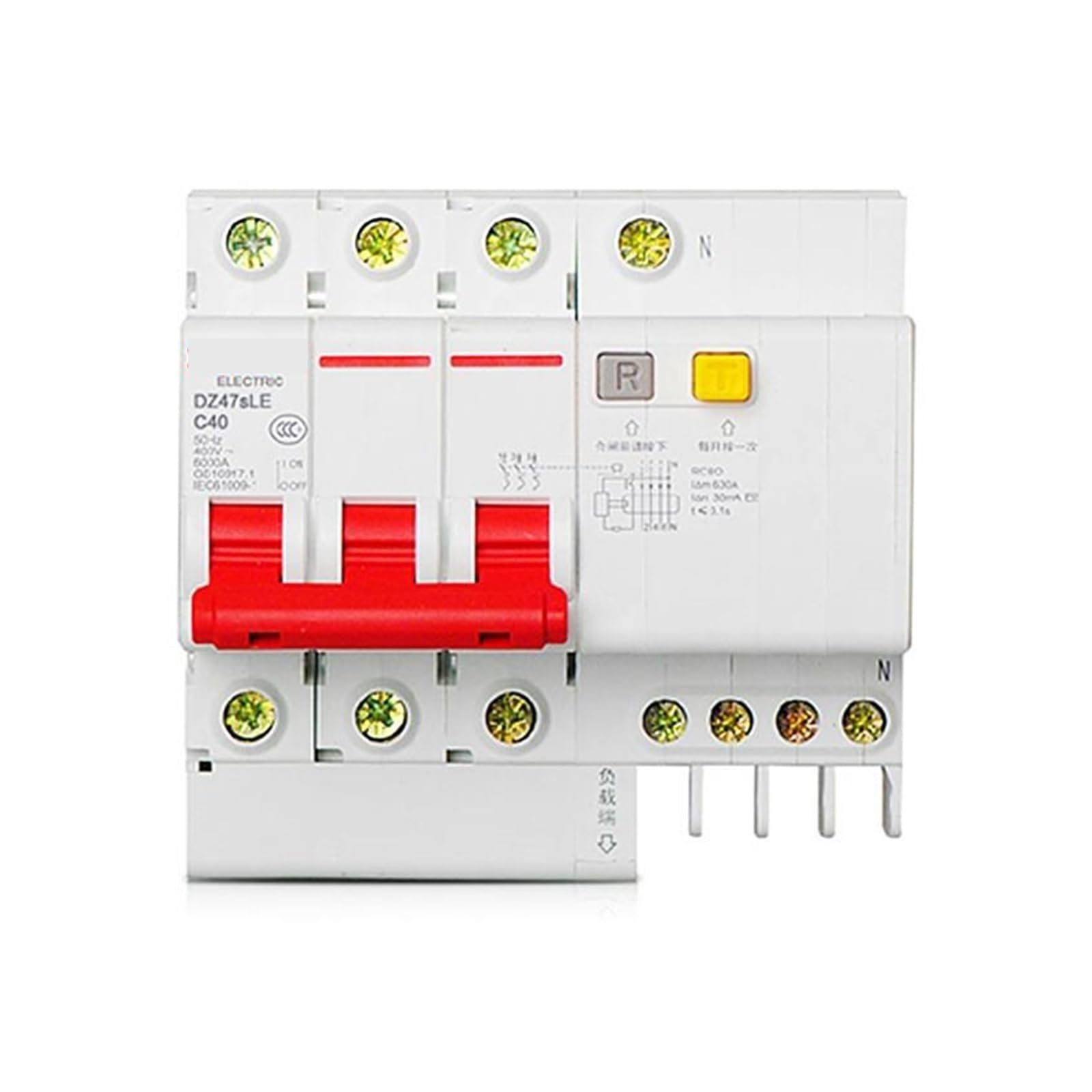 Disjoncteur de Fuite Miniature DZ47sLE protection 3P N pôle direct courbe C 40A