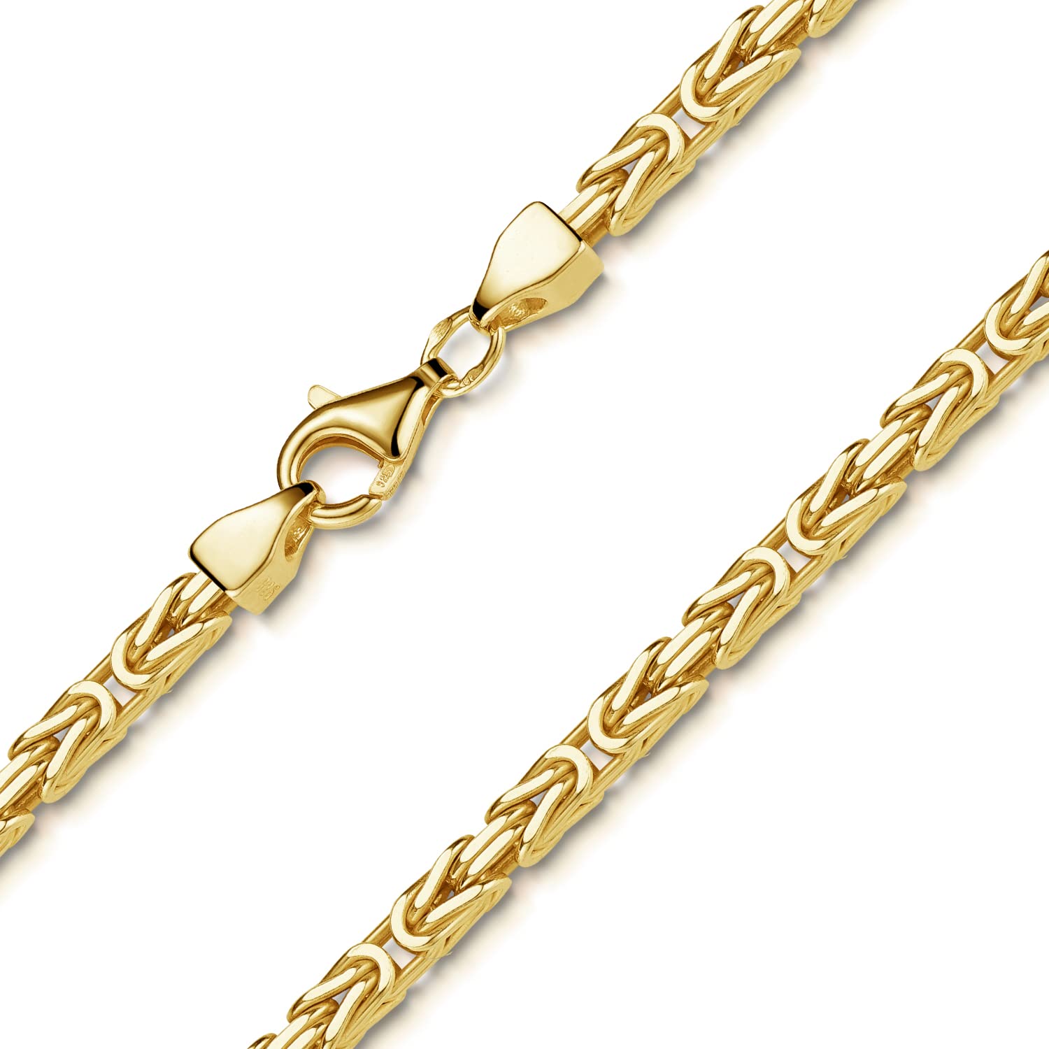 Königskette Gold Armband Herren - 3mm Armkette 925 Silber vergoldet SA-152 | Massives Goldarmband aus vergoldetem 925 Sterling Silber in 18-23cm für Männer von MATERIA by Matthias Wagner