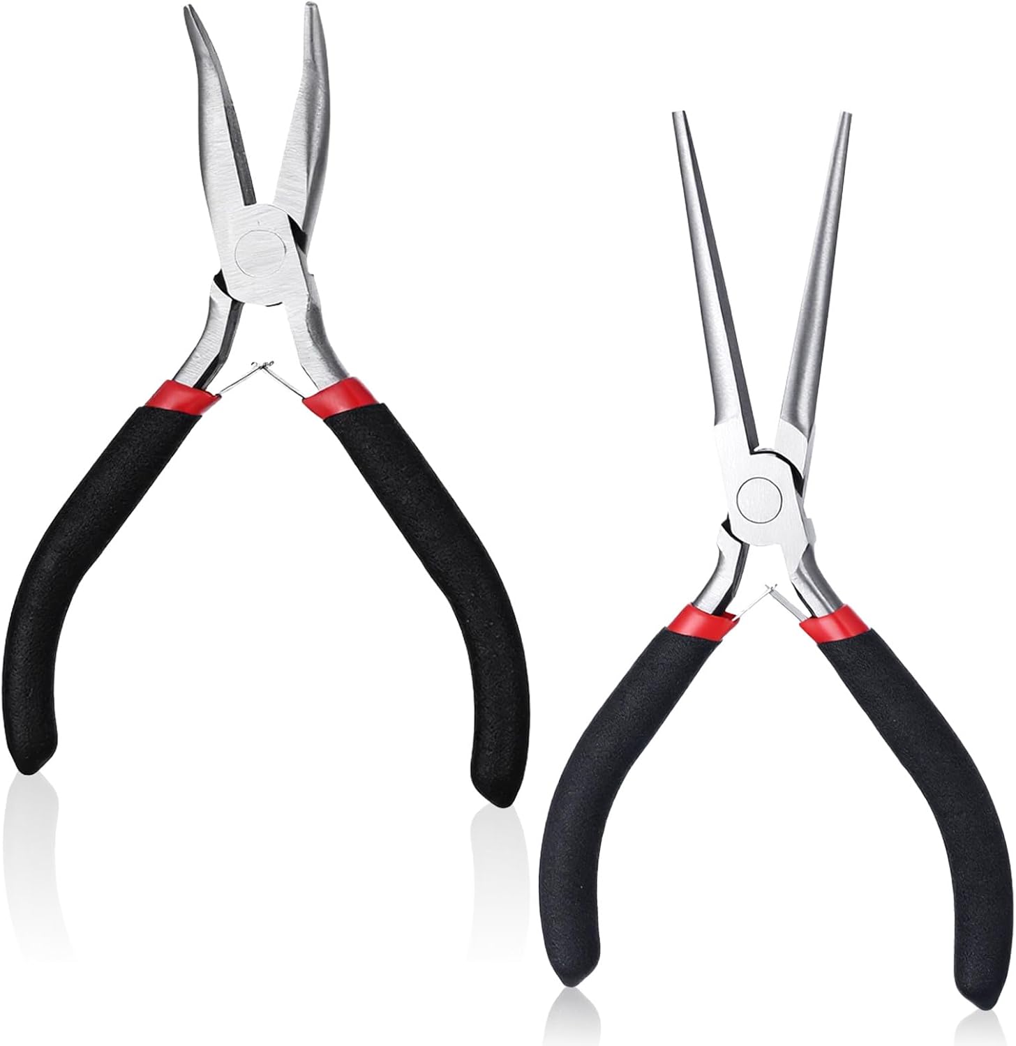 2 PCS Small Needle Nose Pliers, 2 Sizes Mini Jewelry Pliers Portable Long Noses Plier & Bent Noses Plier for Making Repairing Jewelry Wrapping Bending Wire DIY Crafts Supplies