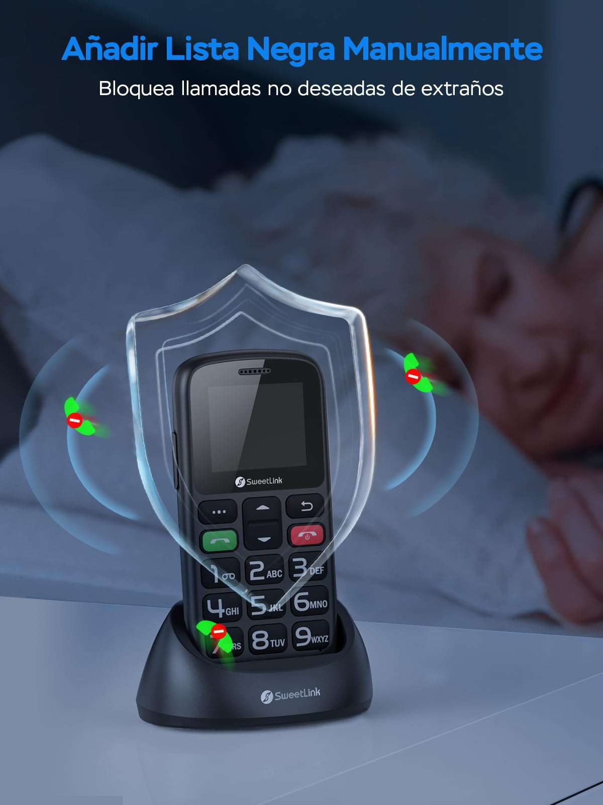 SweetLink S2 Plus Teléfono Móvil para Personas Mayores, 2023 2G gsm Senior Moviles de Teclas Grandes y Volumen Alto, Botón SOS, Bateria 1400mAH, Incompatible con lowi/Movistar/Digi/Vodafone