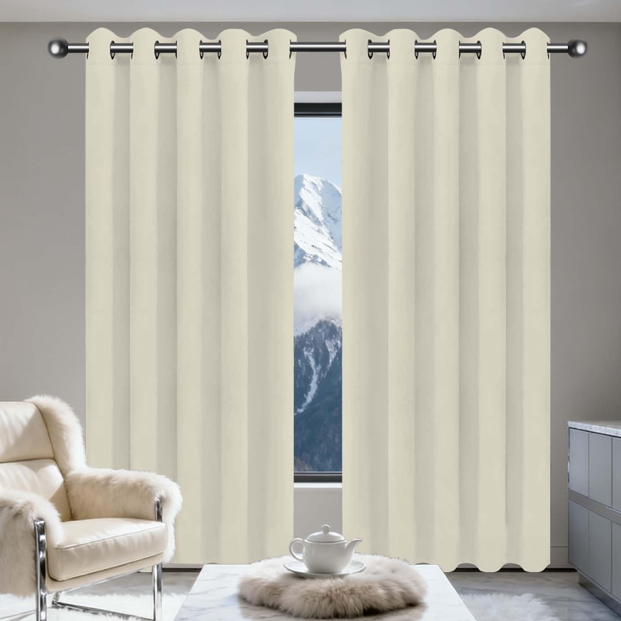 Rideau occultant thermique 100 x 100 cm isolant à œillets beige