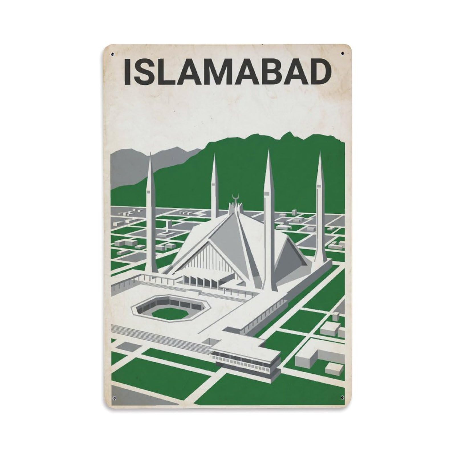 Gead 8X12inch Style Pakistan Islamabad Vintage Travel Metal Tin Sign
