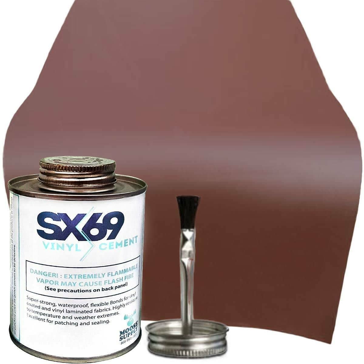 Moose Supply SX 69 Vinyl Repair Kit | Inflatable Bounce House Repair Kit | Brown | Includes 8 Ounce Adhesive and Vinyl Roll | for Flexible, Waterproof Repairs of Tears, Punctures, and Holes