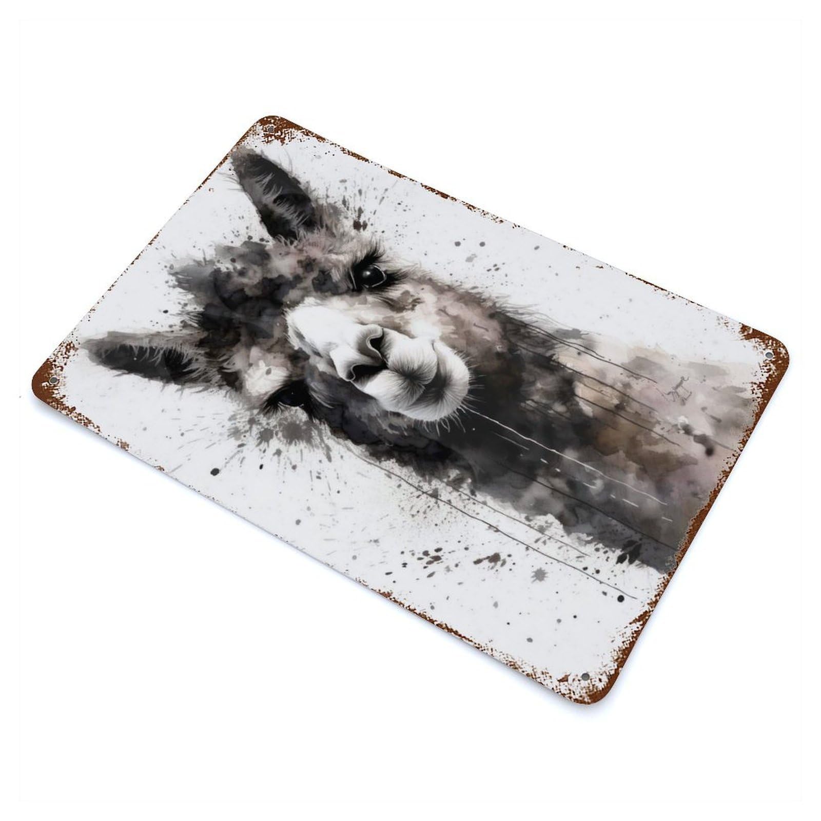 Garage Style Alpaca Beauty Vintage Rust Metal Sign 11.8"x7.9", Rustic Home Decor for Bar And Workshop