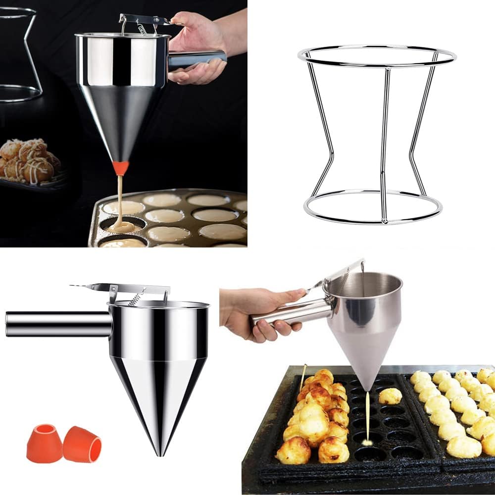 DEWIN Imbuto Cucina, Imbuto Dosatore per Pasticceria in Acciaio Inox Imbuto da Cucina in Acciaio Inossidabile Imbuto da Dessert Imbuto da Forno con Supporto per Uso Domestico