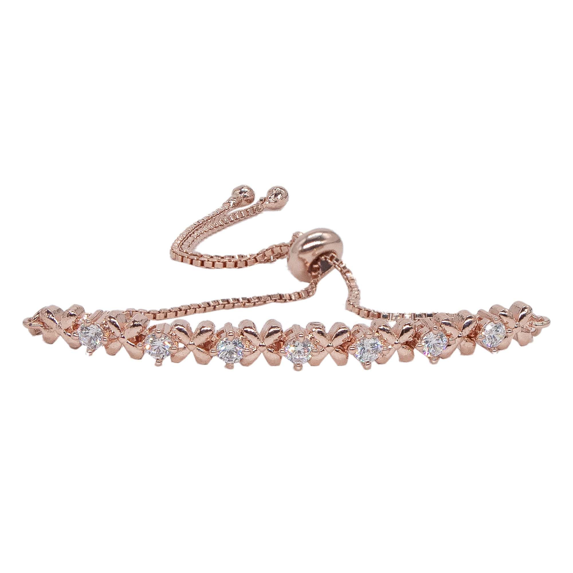 MANIKYA American Diamond Brass Rose Gold Plated Bracelet with Chain for Women And Girls. (Free Size) 813 ADBR13 R (B0CL3JMC8J) Amazon Price History, Amazon Price Tracker