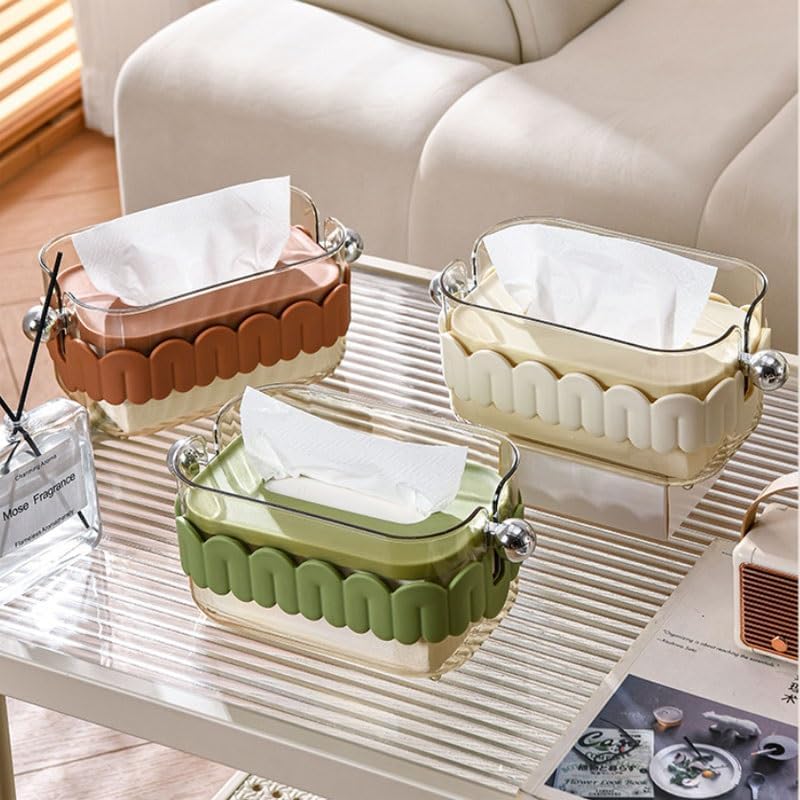 Sunk Luxury Light Cream Colored Tissue Box A Cute Storage for Tissues in The Living Room or Bathroom(Gray) image 2