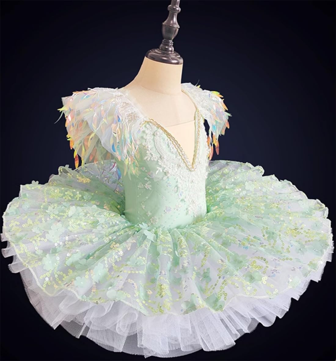 Robe Tutu de Ballet pour Enfants, Jupe de Danse à Pampilles à Paillettes pour Filles, Combinaison de Ballet du lac des cygnes, vêtements de Spectacle de fête