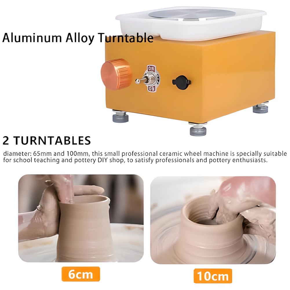 Elektrisches Töpferscheiben-Set, Keramikmaschine mit Drehtellern, geräuscharm, höhenverstellbar, ideal für Töpferunterricht und Heimwerker Anfänger
