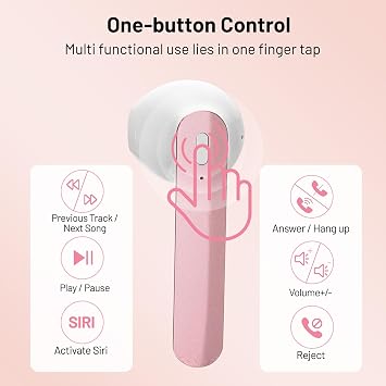 Wireless Earbuds, Bluetooth Headphones with HiFi Stereo Noise Cancelling Mic, USB-C Charging Case, 50H Playtime with LED Display, IPX7 Water Resistant in Earphones for Sports, Travel, Pink