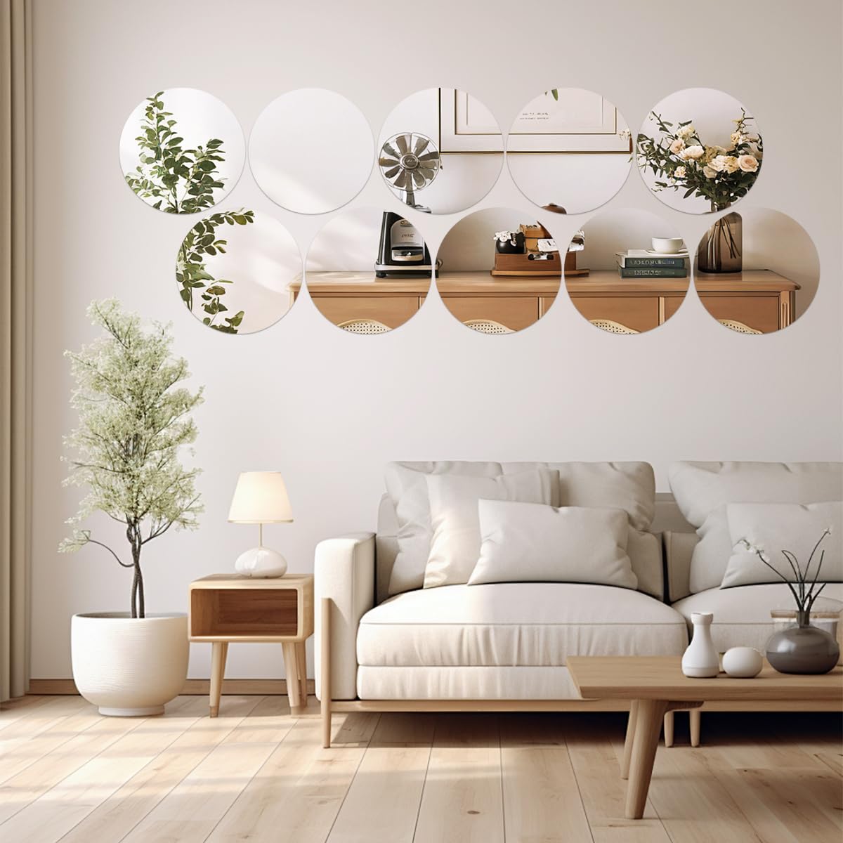 15Pack Round Mirror Centerpieces for Tables Decorations, Acrylic Circle Mirror Centerpieces Mirror Tray Candle Plate for Wedding Table Christmas Decorations Wall Decor (10inch, 12inch)