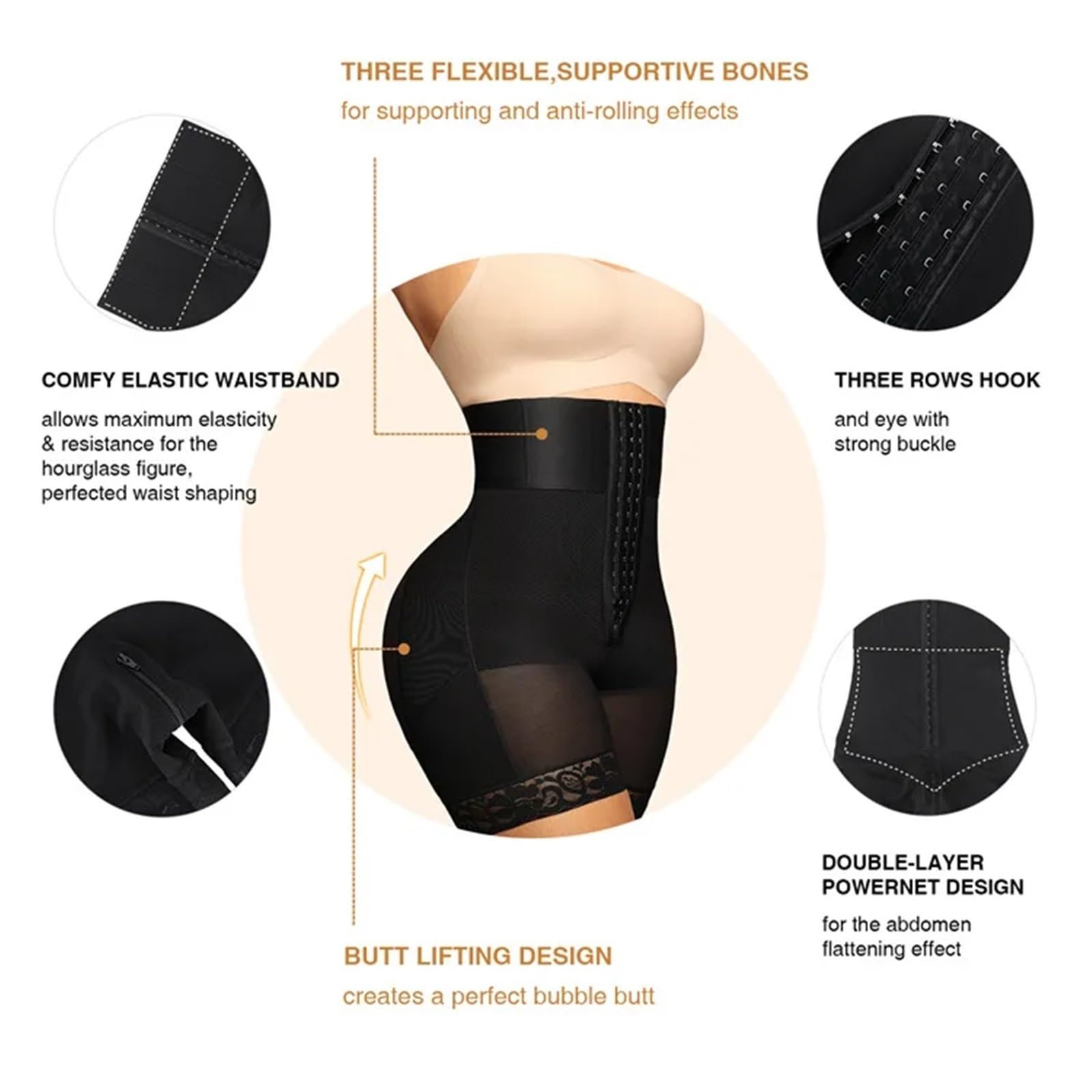 Corsetto Snellente for Donna, a Vita Alta, Modellante, Pantaloncini, Fitness, Cintura, Sollevamento Glutei, Shapewear Sottile Donna