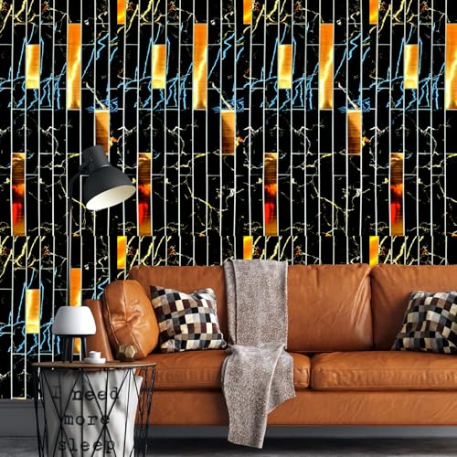 Image of WrapWall 3D Wallpaper Self Adhesive Foam Pack of 1 (60x30 cm) | Waterproof Brick Design Wallpaper |Peel & Stick DIY Wall Decor for Living Room Bedroom Kitchen (1, Black Mosaic)