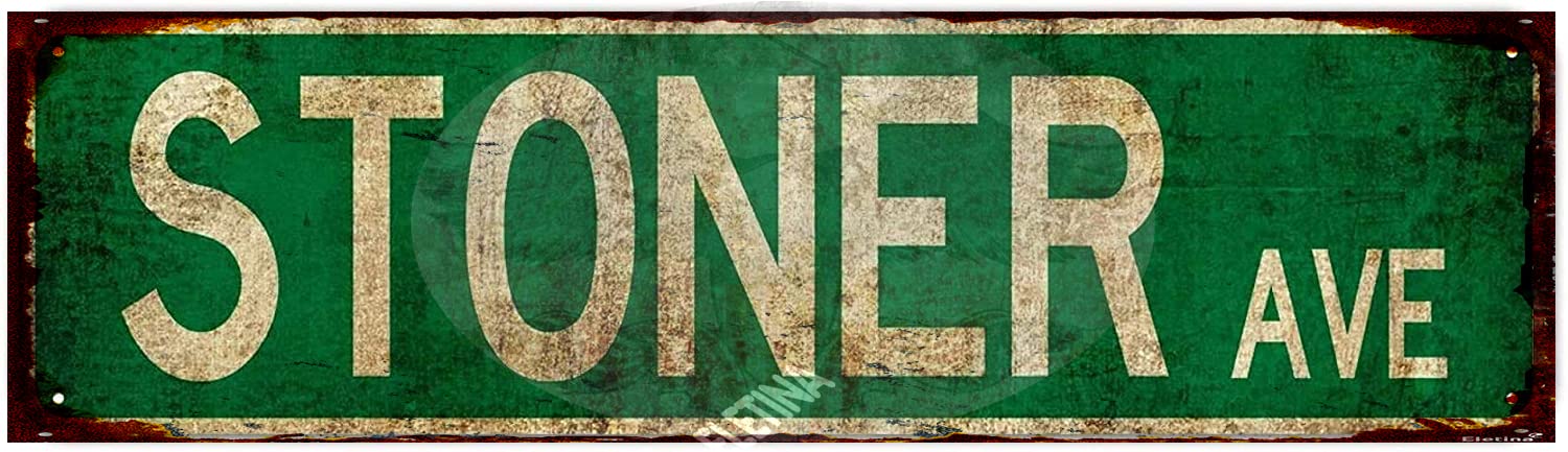 Stoner Ave Street Sign Vintage Rustic Retro Wall Decor Funny Metal Tin Sign 4x16 Inch