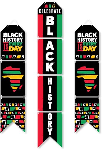 Miniatura 6 de Big Dot of Happiness Celebrate Black History - Banners verticales de papel para puerta, kit de decoración de pared del mes de la historia negra,